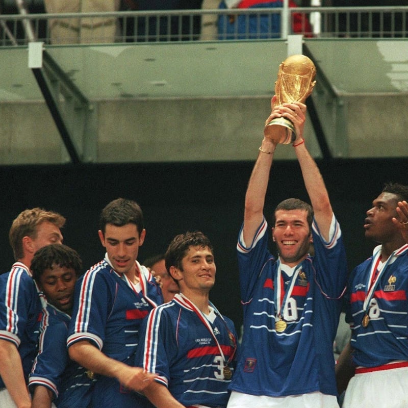 France ZIDANE # 10 Retro World Cup 98 Soccer Home Jersey - Size Medium Men